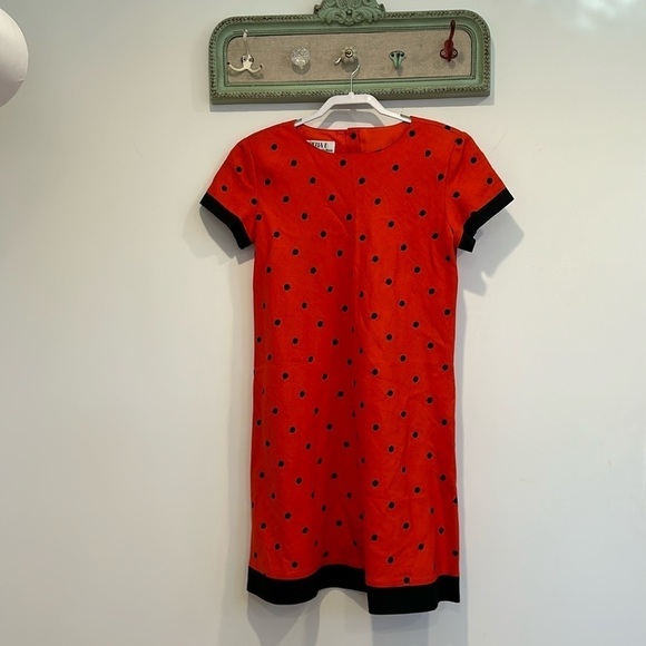 Vintage 90s chetta B ladybug red black dot embroidered mini dress size 10 - Picture 1 of 7